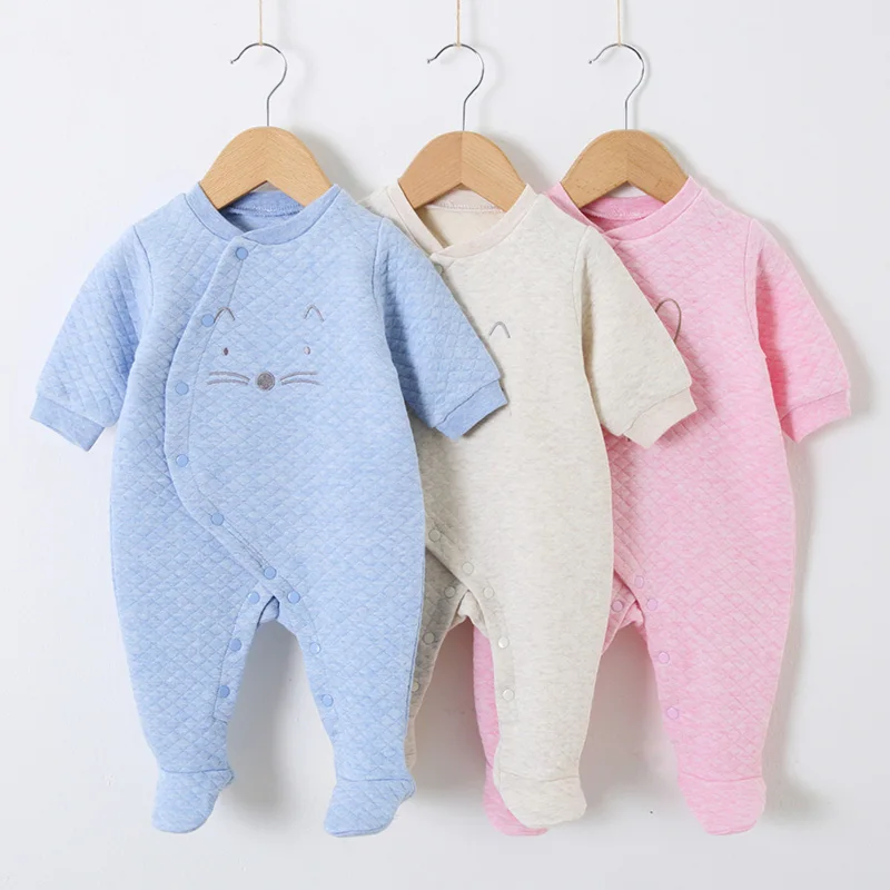 Baby Katoen Rompertjes Kleding Pasgeboren Lange Mouw Unisex Rompertjes Pyjama Pasgeboren Baby Meisje Jongen Betaalde Overalls Jumpsuit Outfit