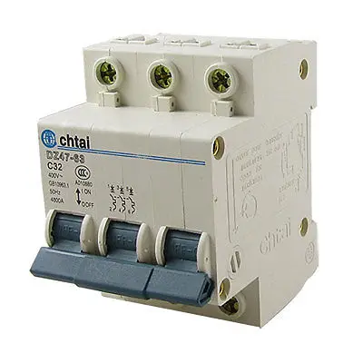 

3 Pole AC 400V 32A DZ47-63 C Design MCB Mini Circuit Breaker