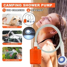 Juego de Ducha de Camping de ducha portátil para coche, bomba de lavado recargable por USB, para acampada al aire libre, novedad