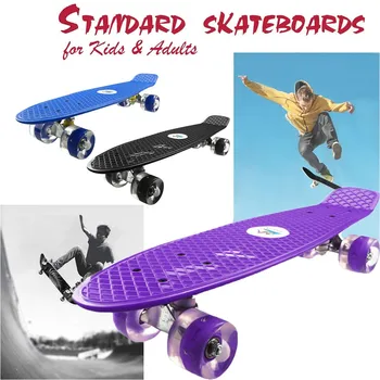 

New Pu Mini Cruiser Skateboard Small Skateboarding Single Banana Longboard Adult Children Single Warped Road Skate Board