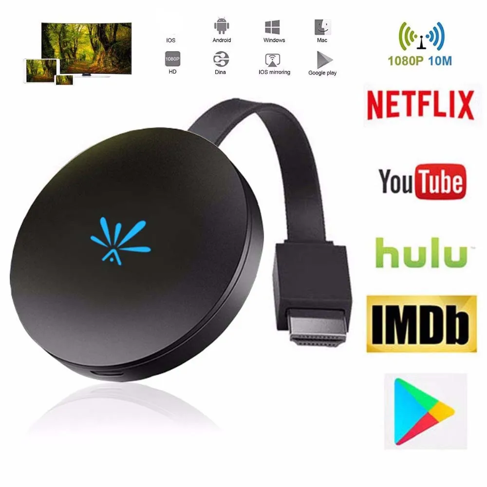 HDMI беспроводной Airplay Ключ ТВ палка 2 4 ГГц Wifi HD цифровой Google Chromecast Ultra Netflix Youtube tv Turner