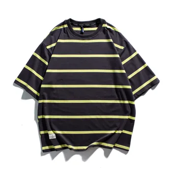 

2020 Summer And Autumn New Korean Couple Loose Striped Cotton Thin Section Casual T-shirt Large Size M-2XL