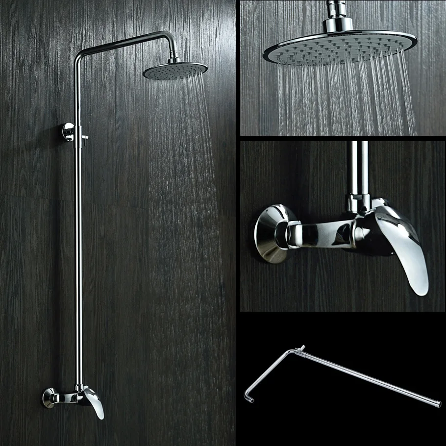 

Surface Mounted Public Bath Shower Faucet 8-Inch ABS Shower Nozzle Copper Mixing Valve Shower Set LM1001