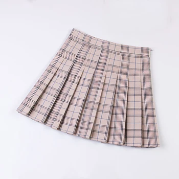 

2020 New Summer Skirt for Women College Short Skirt Harajuku Plaid Skirts Cotton Vintage Loose High Waist Zip a Skirts Female