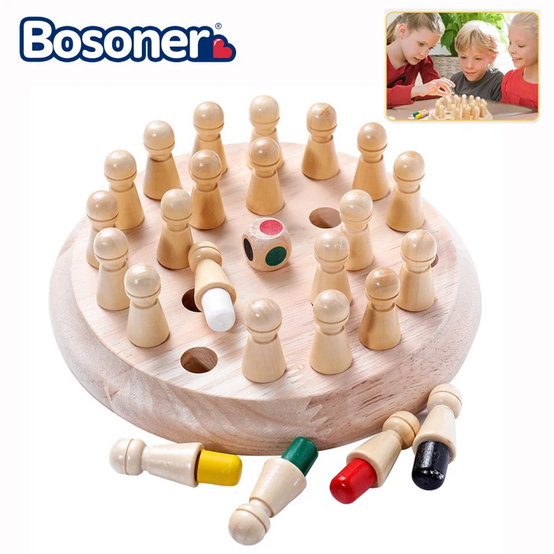 

Kids Wooden Memory Match Stick Chess Game Fun Block Board Game Educational Color Cognitive Ability Toys For Children Gift