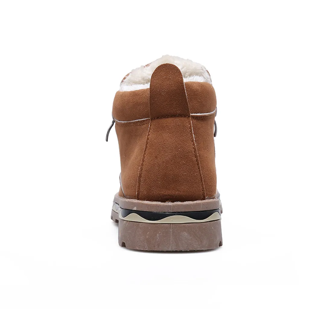 Теплые зимние ботинки; мужская повседневная обувь в Корейском стиле на молнии; Зимние ботильоны из флока и плюша; замшевая хлопковая обувь на низком каблуке; zapatos de hombre