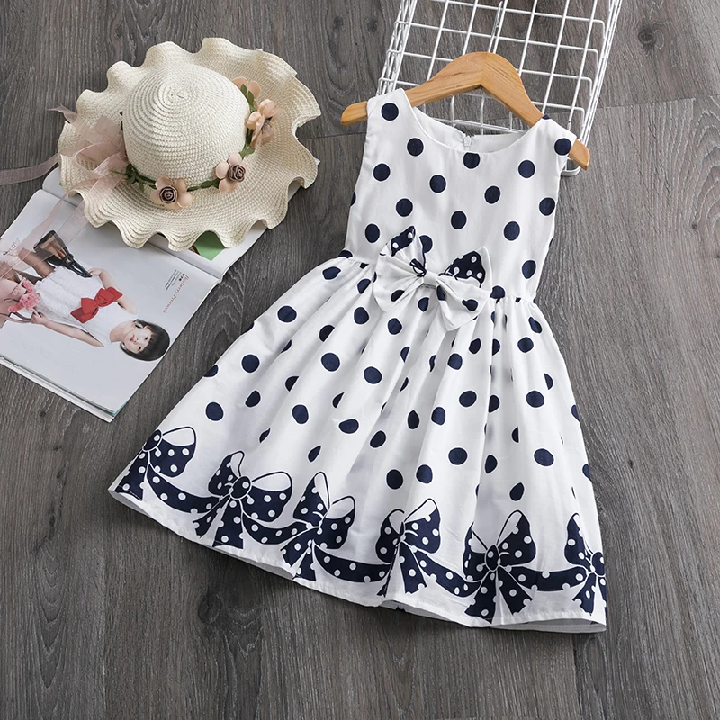 Kids Dress Summer Dresses Girls Dresses Dot Sleeveless Teenager Girl Party Dress For 3 6 8 Year Children Kids Clothes