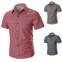 Mens Shirt Short Sleeve Plaid Button Large Size Casual Top Blouse Shirts Men Tops Summer Breathable All Match Stylish Blouses Mens Shirt Short Sleeve Plaid Button Large Size Casual Top Blouse Shirts Men Tops Summer Breathable All Match Stylish Blouses