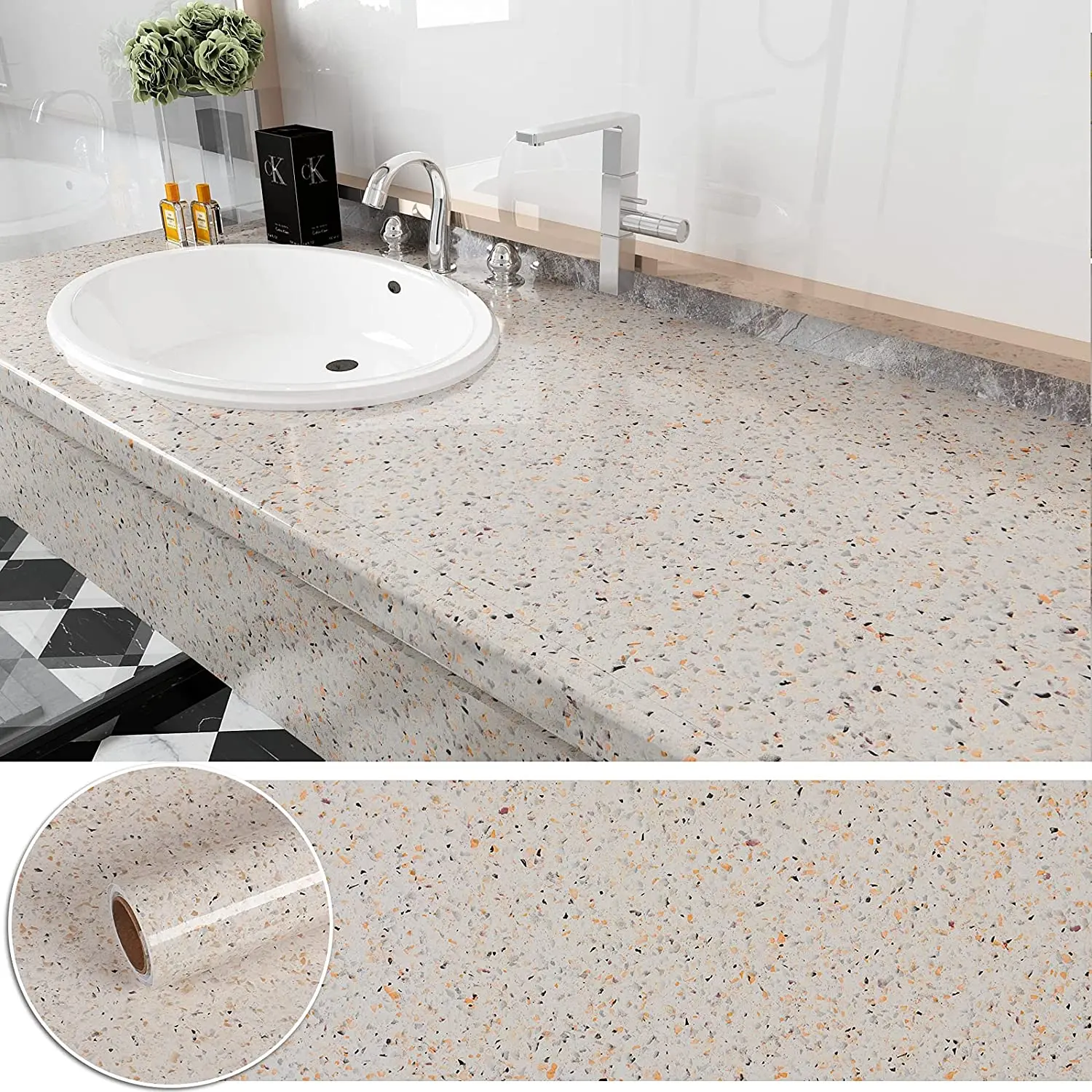 Waterproof Oil-proof Marble Wallpaper Contact Paper Wall Stickers PVC Self Adhesive Bathroom Kitchen Countertop Home Improvement 3