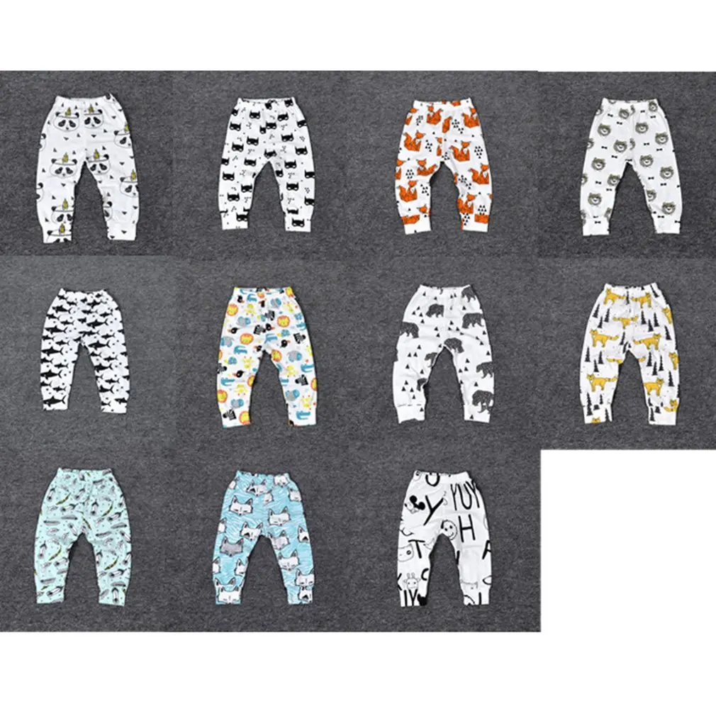 Детские штаны-шаровары для новорожденных мальчиков и девочек, штаны с рисунком, леггинсы, брюки
