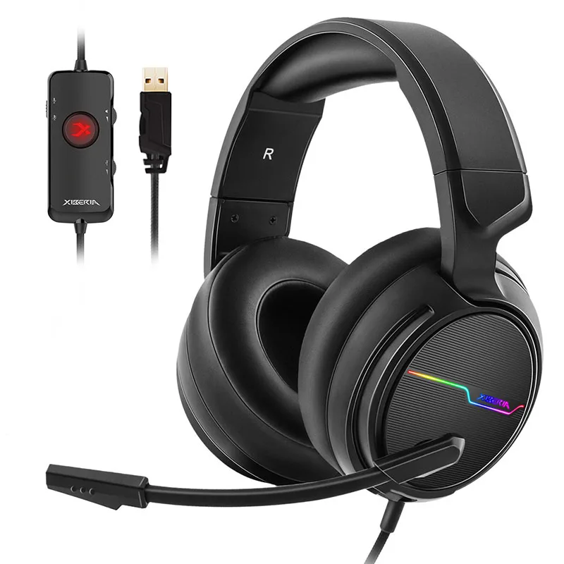 Игровая Heaphone 7 1 Звуковая накладная гарнитура наушники USB с микрофоном бас стерео