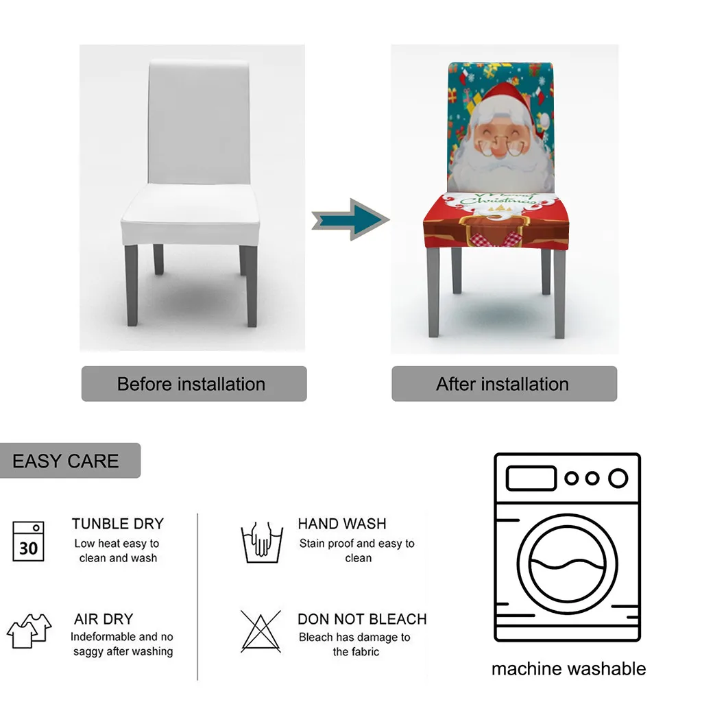 Chair Cover Spandex Stretch Elastic Slipcovers christmas decor Dining Seat Cover for Banquet Wedding Restaurant Hotel housse