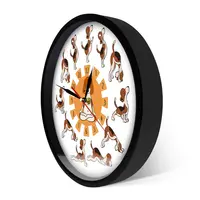 Cartoon Funny Dog Doing Yoga Position Of Surya Namaskara Doggy Style Yoga Wall Clock Beagle Dog Pet Cartoon Yoga Wall Watch 2