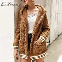 Sollinarry женское теплое пальто с капюшоном, зимняя уличная куртка, Элегантное повседневное пальто из искусственного меха, женская верхняя одежда для вечеринки