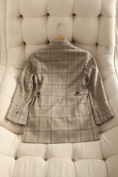 

Ws33 Graceful Western Style Elegant 19 New Autumn Business Elegant Retro Suit British Style Plaid Suit Jacket