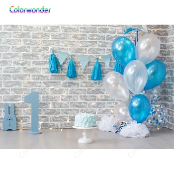 

Balloon Cake Silver Brick Wall Backdrops for Photography Birthday Party Decor Baby Shower Photography Backgrounds Photo Studio