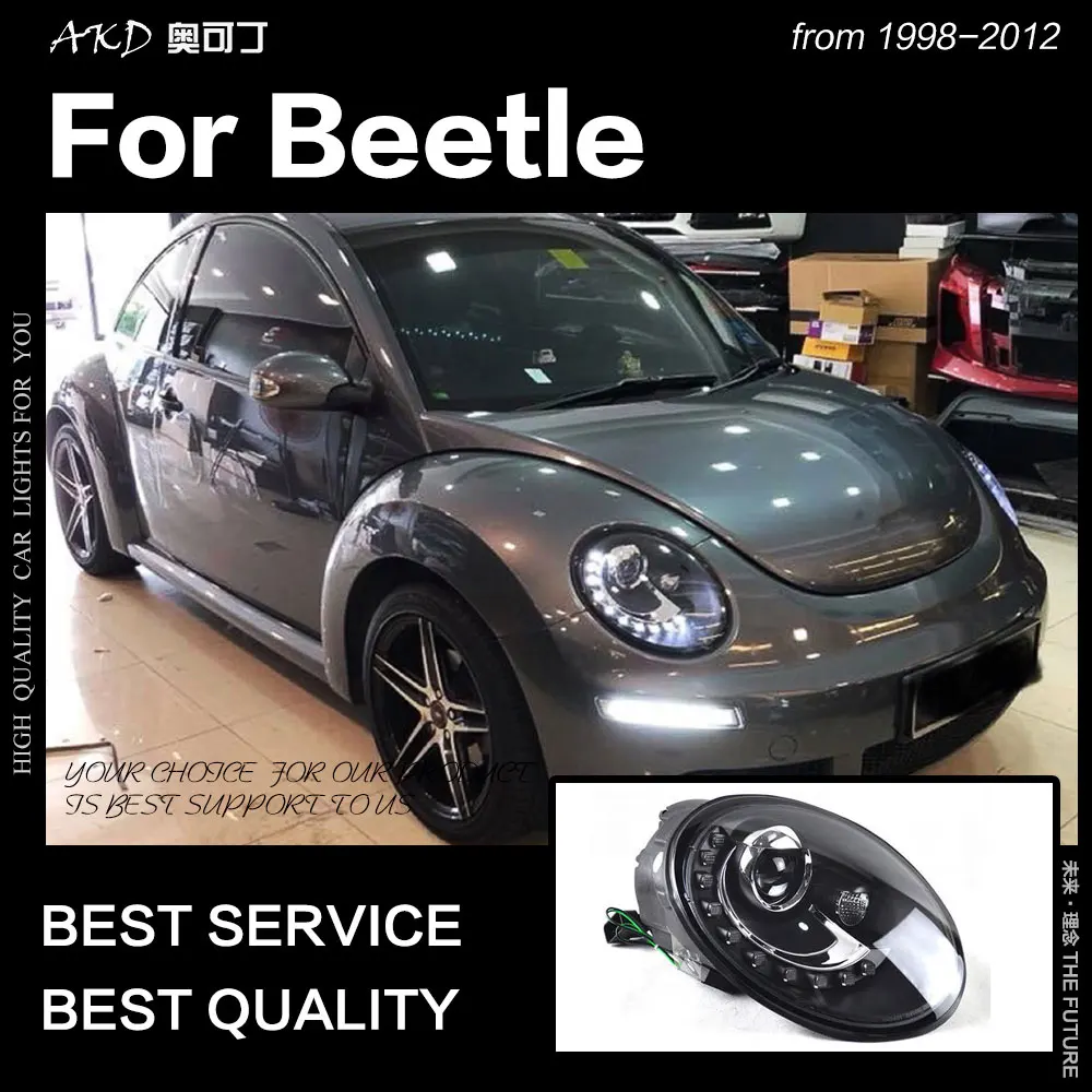АКД стайлинга автомобилей для VW Beetle фары 1998-2012 Жук светодиодный DRL Hid фара бренд