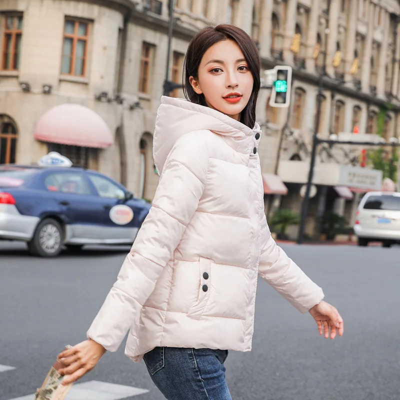 

Photo Shoot 2019 Korean-style New Style Large Size Thick down Coat down Jacket Cotton Coat Student Stand Collar Short Coat
