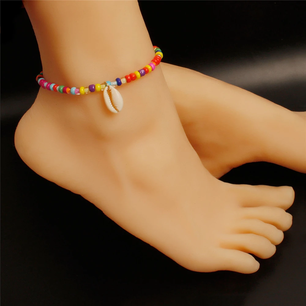 

Loredana Bohemian style colorful rice bead shell anklet, sexy beach focus fashion feet ornaments for women
