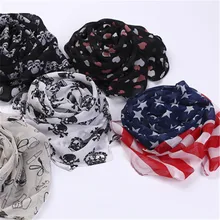 Принт сердце череп звезда Полосатый шифон длинный тонкий женский шаль для девочки накидка пашимина шарф мягкий модный Accessories-MHC-W6