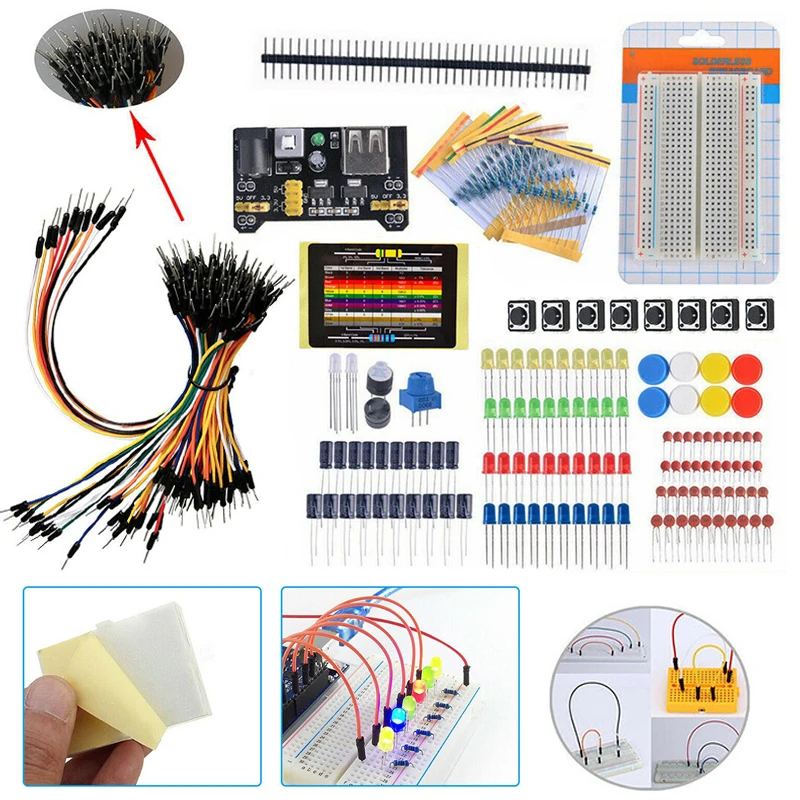 1 set Beginners Electronic Components Kit Learning Starter Kit Breadboard Components Projects