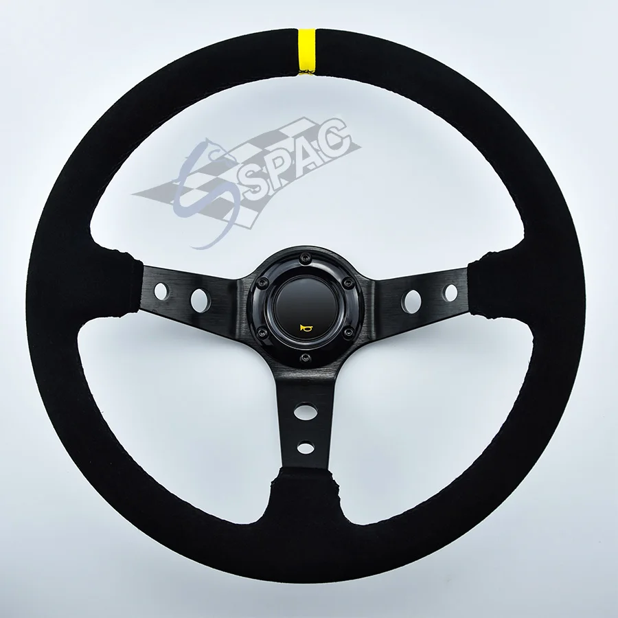 Suede Leather Material With Horn Button Jdm Sport Car Styling Steering