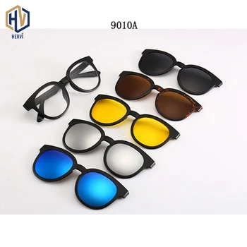 

Polarized Sunglasses Men Women 5 In 1 Magnetic Clip On Glasses TR90 Optical Prescription Eyewear Frames Eyeglasses Send Pouch