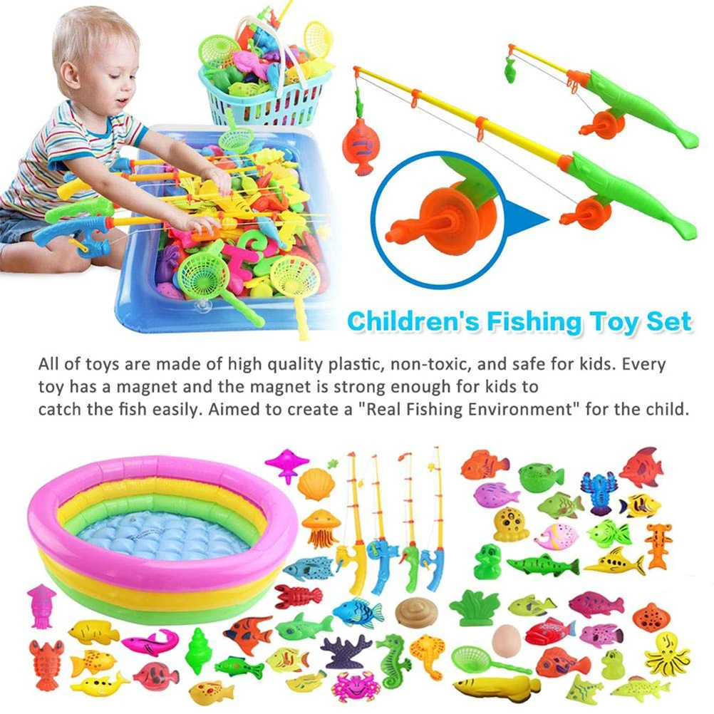 39Pcs Children'S Fishing Toy Set Baby Bath Toys Fishing Game
