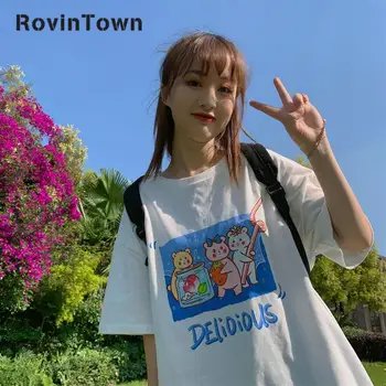 

new Summer T-shirt Women T-shirt Leisure Short Sleeves Loose Tops Print O Neck Cartoon Lettered Harajuku Style Free Shipping