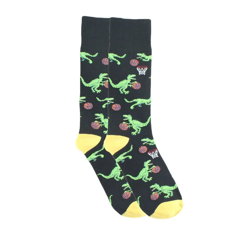Dinosaurs Basketball Носки для взрослых до середины голени, гольфы, виски, Ячменное вино, Бри, виски, трюк, лягушка, медведь, кошки, рыба, акулы, динозавры, драконий жемчуг, спирт русалки - Цвет: Dinosaurs Basketball
