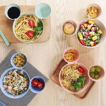 

Mickey Bowl Dishes Cartoon Mouse Lunch Box Kid Baby Infant Baby Rice Feeding Bowl Plastic Snack Plates Children Rice Bowl