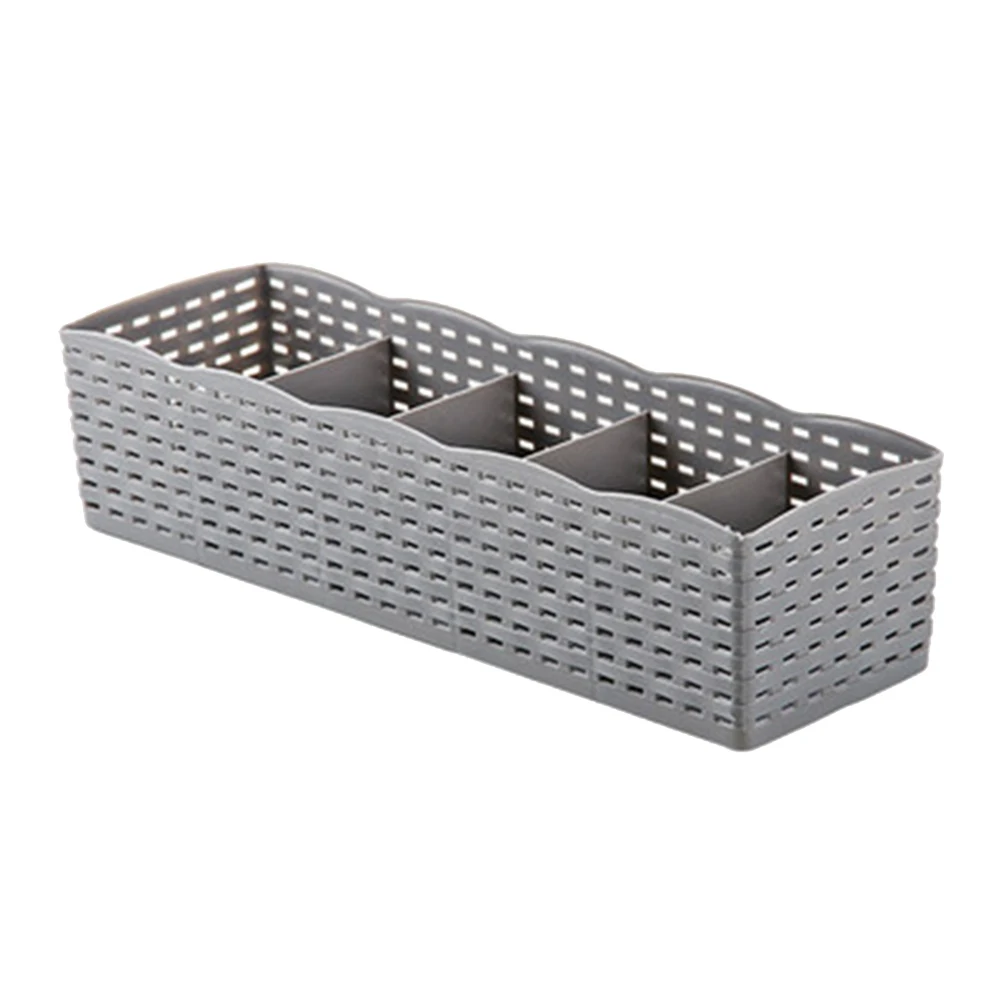 【BestGO】5 Grids Wardrobe Storage Box Basket Sock Storage Box Underwear  Organizer Bra Underwear Storage Box Plastic Container Organizer