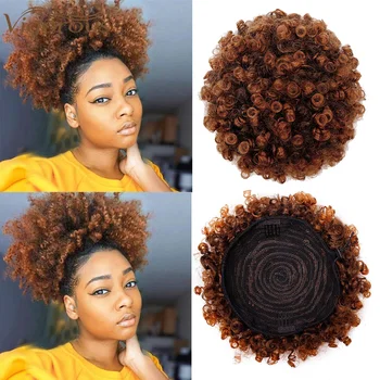 

Vigorous Synthetic Puff Afro Short Kinky Curly Chignon Hair Bun Drawstring Ponytail Wrap Hairpiece Black Fake Hair Extensions