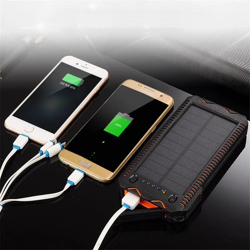 50000mAh Solar Charger Waterproof Power Pack Outdoor Emergency External Battery with SOS LED Backup Battery Outdoor Igniter best battery pack