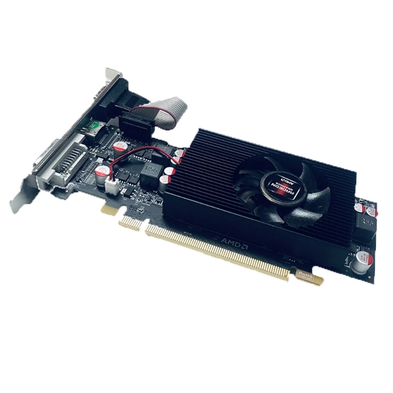 Gaming Graphic Card for ATI R7 350 2GB/4GB DDR5 128 Bit PCIE 3.0 HDMI-Compatible/VGA/DVI Interface w/ Single Cooling Fan QXNF