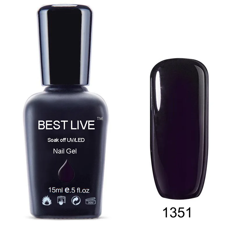 BEST LIVE 15 мл УФ-гель для ногтей замачиваемый УФ и Светодиодный УФ-лак для ногтей УФ-гель лак для ногтей Красота Маникюр сделай сам белый/черный/розовый#1019-1411 - Цвет: 1351
