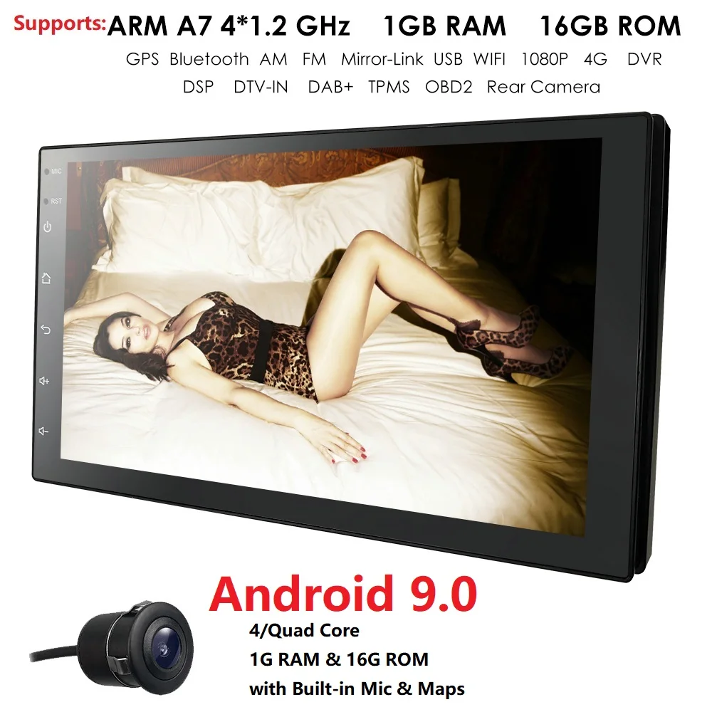 2 Din Android 9,0 gps навигация автомобильный Радио " 1024*600 Универсальный плеер Wifi RDS Bluetooth Зеркало Ссылка камера+ карта IGO