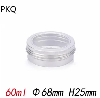 

60ml Silver Aluminum Jars Empty Storage Bottle with window Travel Portable Cream Containers Metal Jar Can 40pcs