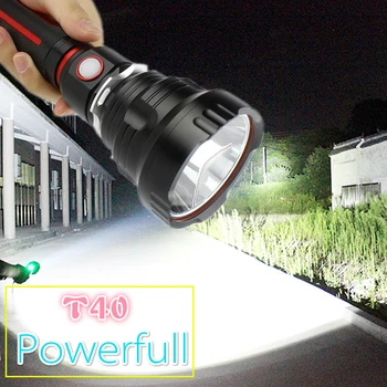 

Ultra Bright T40 LED Flashlight High PowerTorch USB Rechargeable Lantern 2 Modes Flash Light tactical flashlight