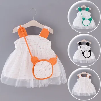 

Girls Dress 6M-3T Toddler Baby Girls Sleeveless Suspender Tulle Princess Dress+Bag Outfits Set summer baby girls clothes
