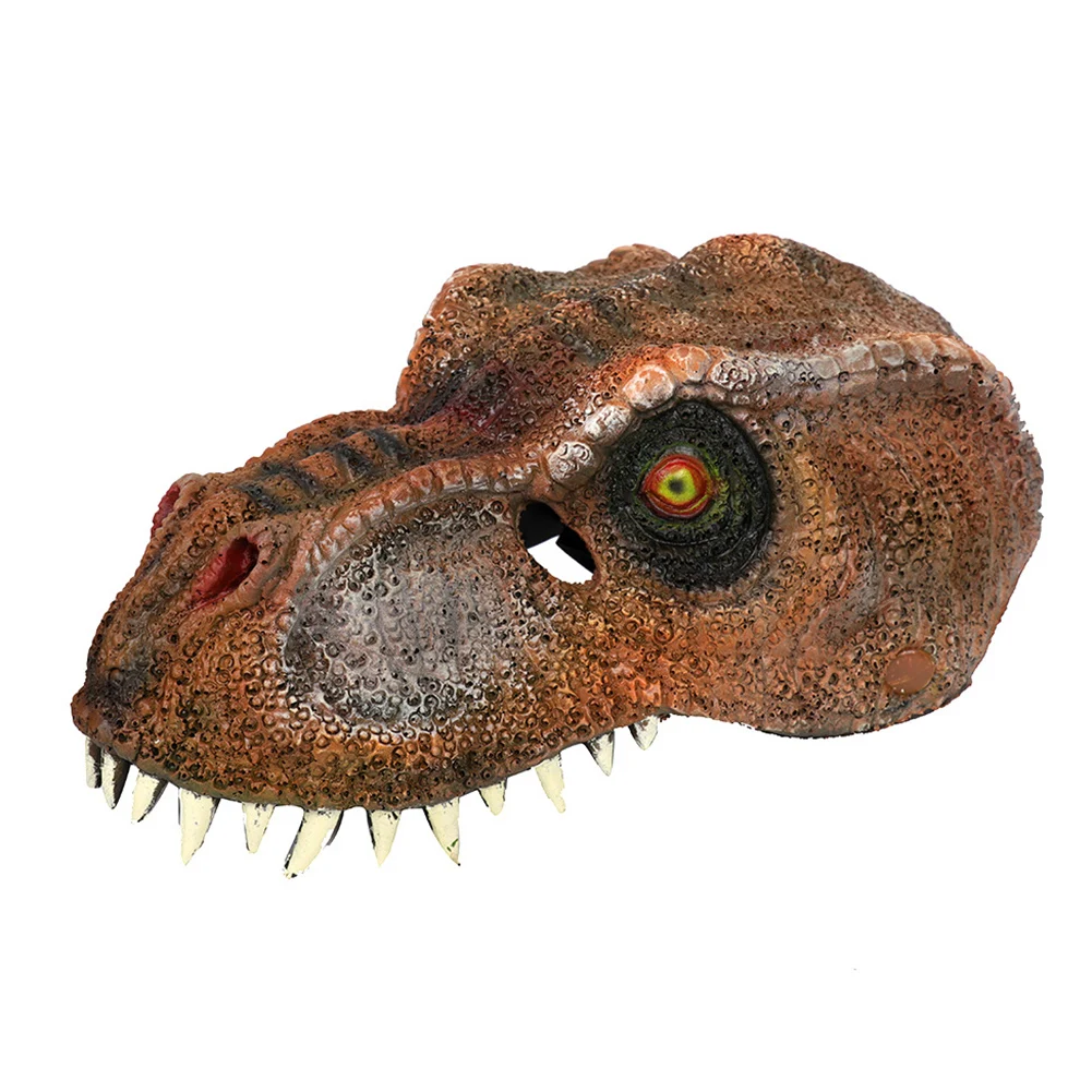 Тираннозавр маска Рекс все лицо маска 3D стерео ПУ Пена Маска динозавра для Хэллоуина вечерние украшения костюмов - Цвет: Coffee