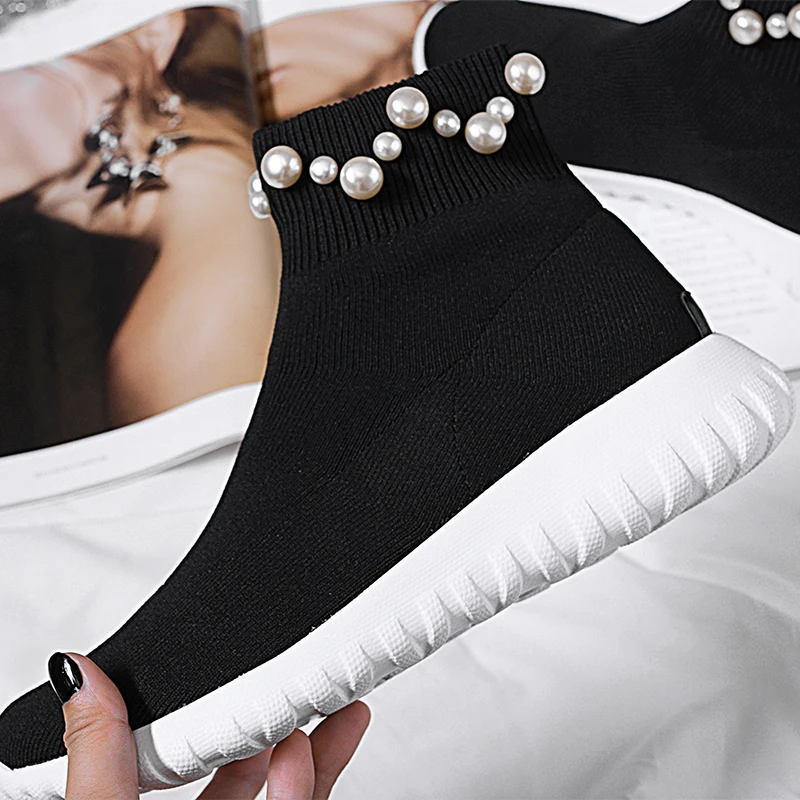 Г.; женская обувь; Модный брендовый носок; женская обувь; chaussure; сезон осень; botas; женская трикотажная обувь в полоску; zapatos de mujer