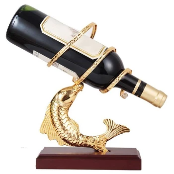 

Wine Rack, Home Restaurant Wine Bottle Holder Wine Cabinet Decorative Wrought Carp Craft Decoration Gold