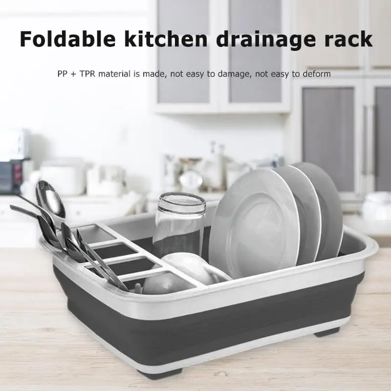 Foldable Dish Rack Kitchen Storage Holder Drainer Bowl Tableware Plate Collapsible Drying Rack Home Shelf Dinnerware Organizer