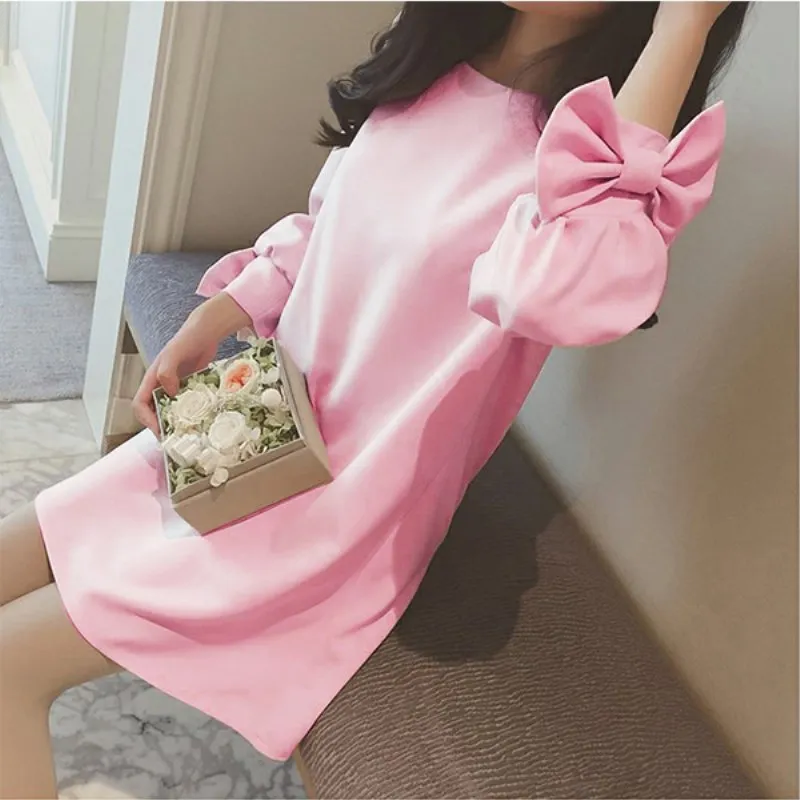 

2019 Autumn And Winter New Style Korean-style Mid-length Skirt Base Skirt Long Sleeve Loose-Fit Dress