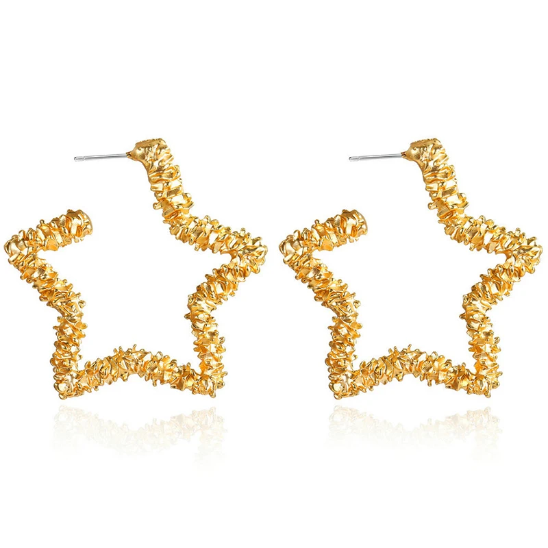 Полая пентаграмма золотого цвета серьги с подвеской очаровательные современные