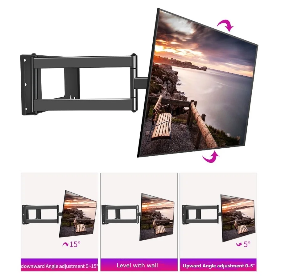 Suporte de Parede Braço de Extensão Hillport Superfície Plana Universal Lcd Plasma Alongamento Girando Dobrável 37-75 Rolamento 87lbs tv - Image 5
