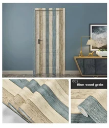 Blue Wood Grain Peel and Stick Wallpaper Self Adhesive Rustic Removable Contact Paper Plank For Countertop Vinyl Film Roll