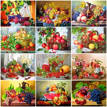 

AZQSD Painting By Numbers Fruit Flower HandPainted Decor DIY Gift Oil Painting Kit Drawing On Canvas Wall Art 50x40cm