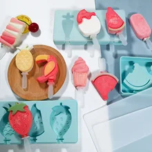 

Silicone Ice Cream Mold Ice Maker 4 Holes Popsicle Cube Chocolate Tray Molds Gem Mould Valentine's Day Gift Diamond Baking Tools